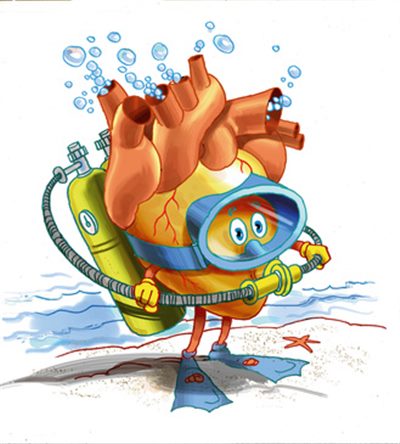 Coeur et plongée sous-marine